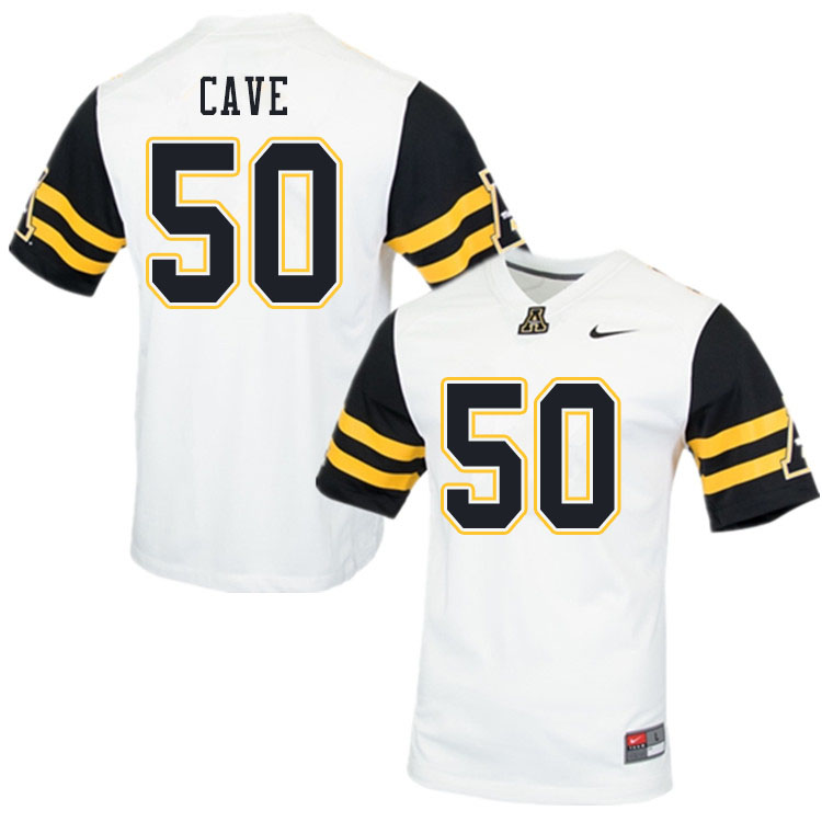 Men #50 Joey Cave Appalachian State Mountaineers College Football Jerseys Sale-White
